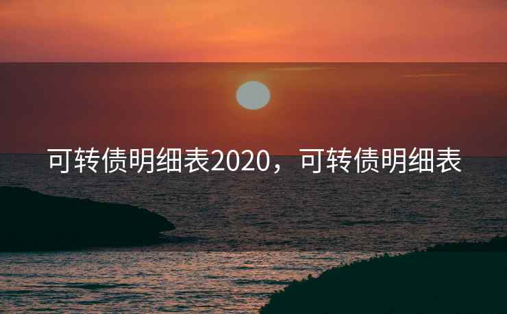 可转债明细表2020，可转债明细表